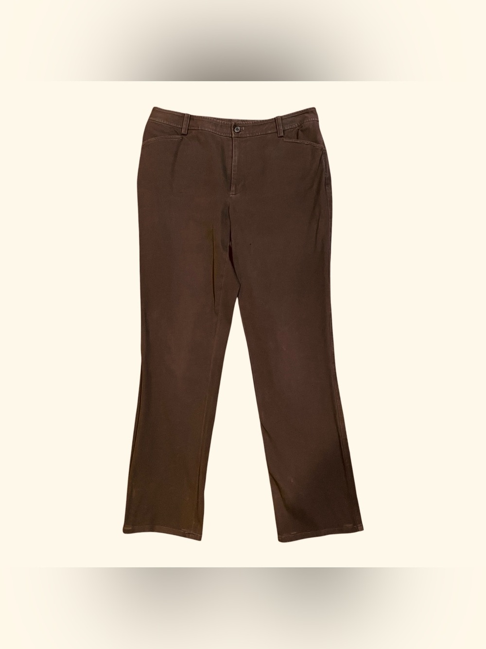 Lauren Ralph Lauren Chino Pants Womens 12 Brown Flat Front Office Preppy Classic
